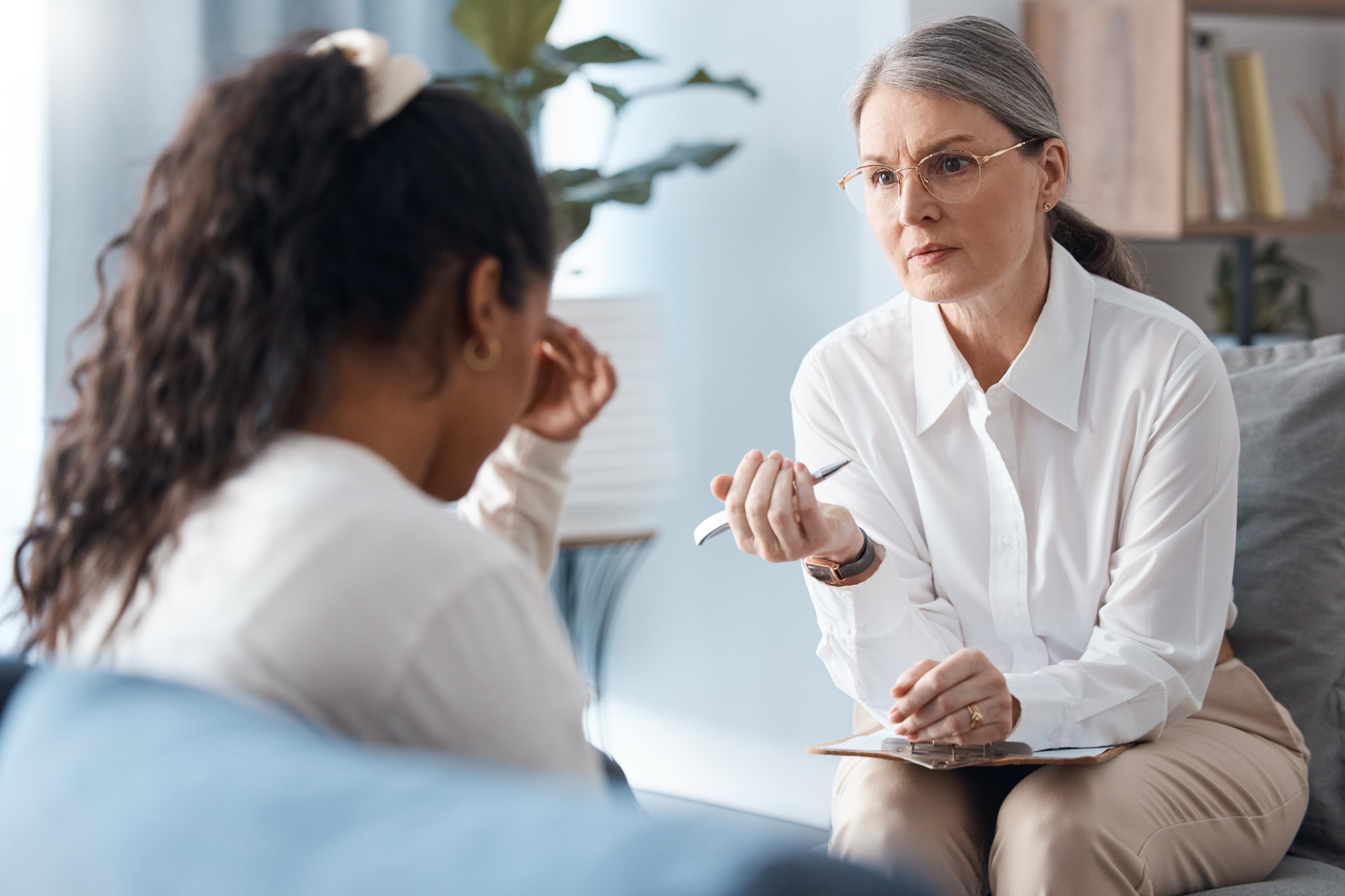 Female counselor listening during a private conversation